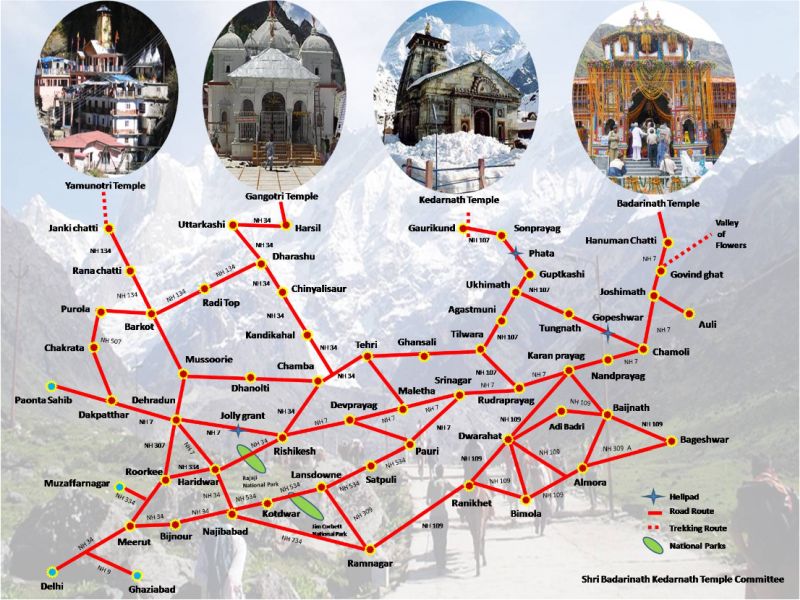Char Dham Yatra Map